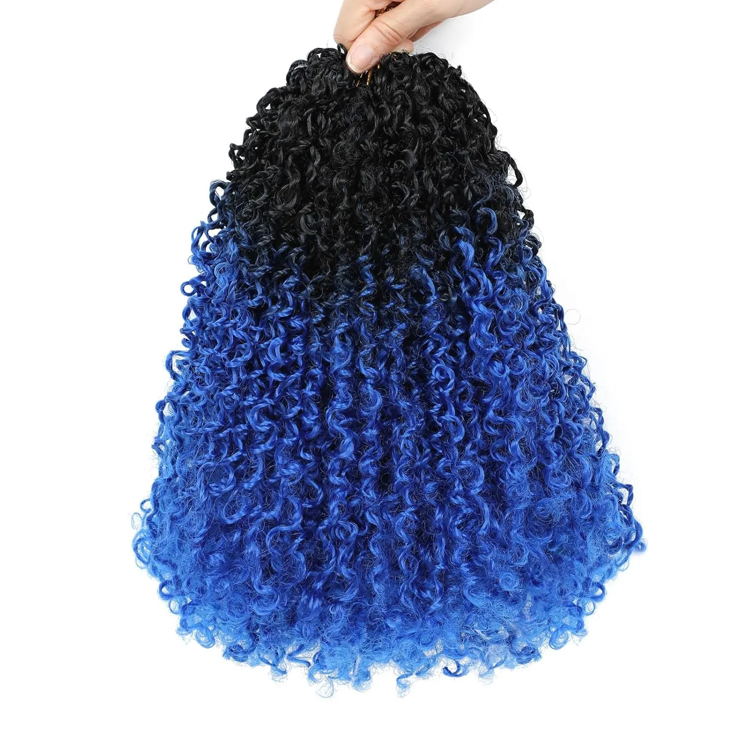 Aksice 8 Inch 8 Packs Yanky Twist Crochet Hair for Women Pre-looped Mini Twist Hair Bohemian Passion Twist Crochet Hair Boho Crochet Braids Synthetic (1B/Blue)