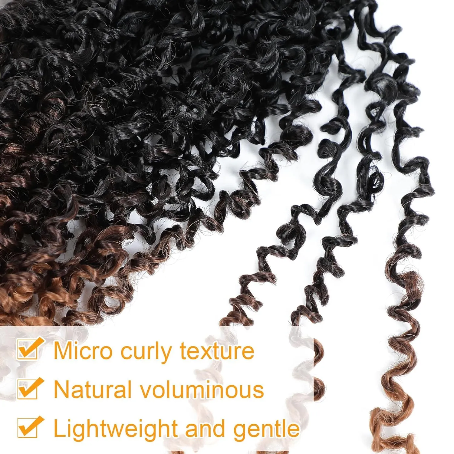 Aksice Pre-looped Yanky Twist Crochet Hair 8 Inch 8 Packs Bohemian Passion Twist Spring Mini Twist Crochet Hair for Black Women Boho Crochet Braids Synthetic (1B/4/30)
