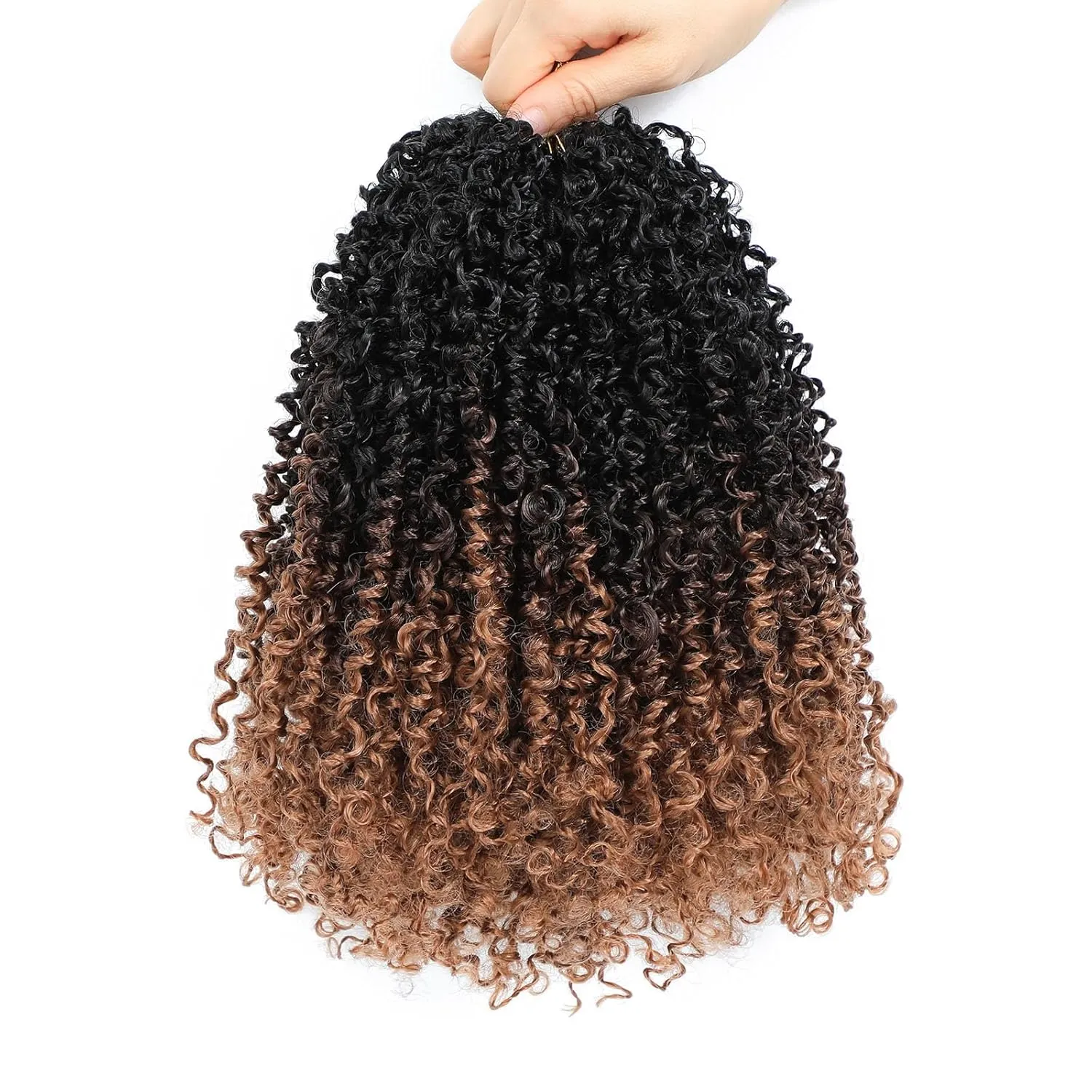 Aksice Pre-looped Yanky Twist Crochet Hair 8 Inch 8 Packs Bohemian Passion Twist Spring Mini Twist Crochet Hair for Black Women Boho Crochet Braids Synthetic (1B/4/30)