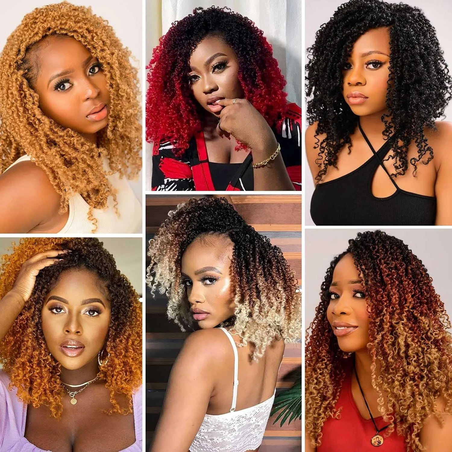 Aksice Pre-looped Yanky Twist Crochet Hair 8 Inch 8 Packs Bohemian Passion Twist Spring Mini Twist Crochet Hair for Black Women Boho Crochet Braids Synthetic (#1b/h/30)