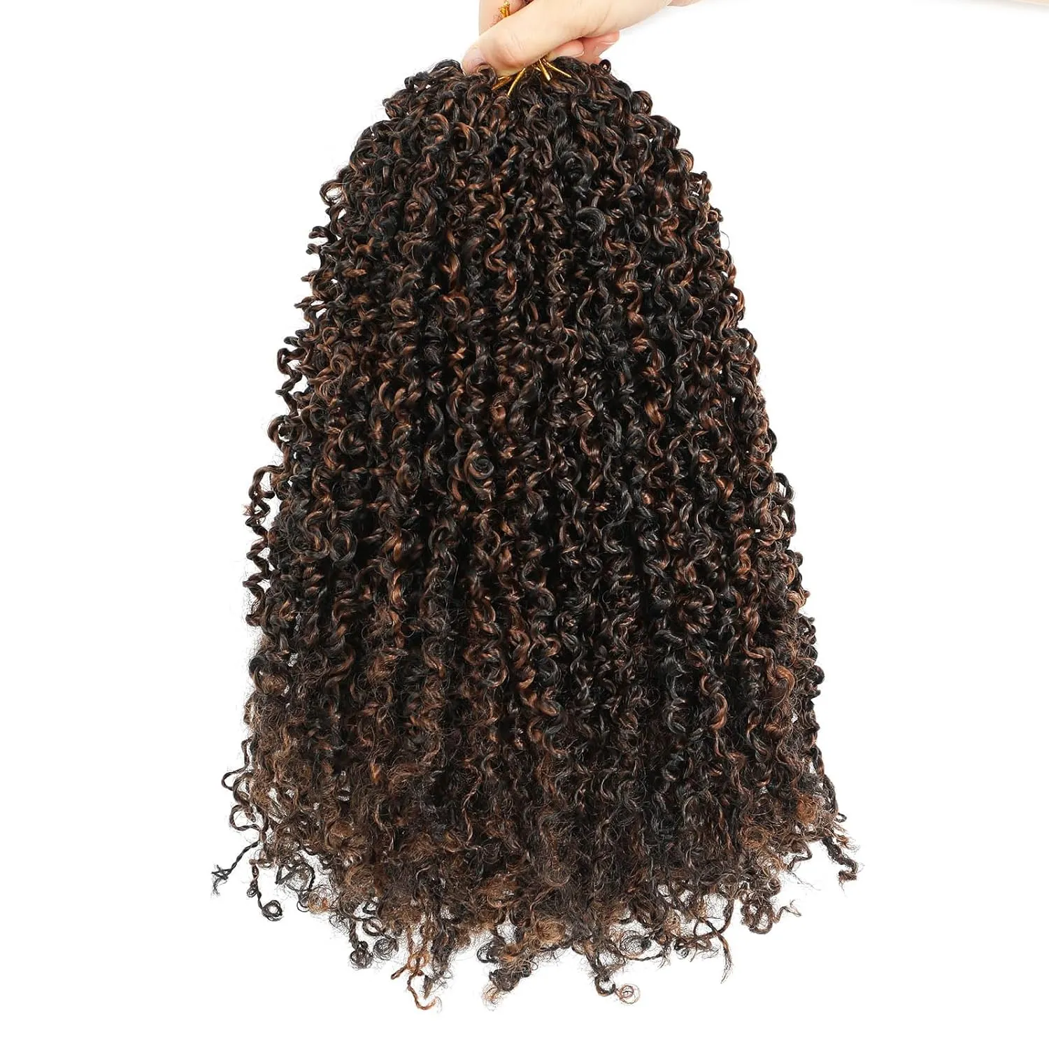 Aksice Pre-looped Yanky Twist Crochet Hair 8 Inch 8 Packs Bohemian Passion Twist Spring Mini Twist Crochet Hair for Black Women Boho Crochet Braids Synthetic (#1b/h/30)