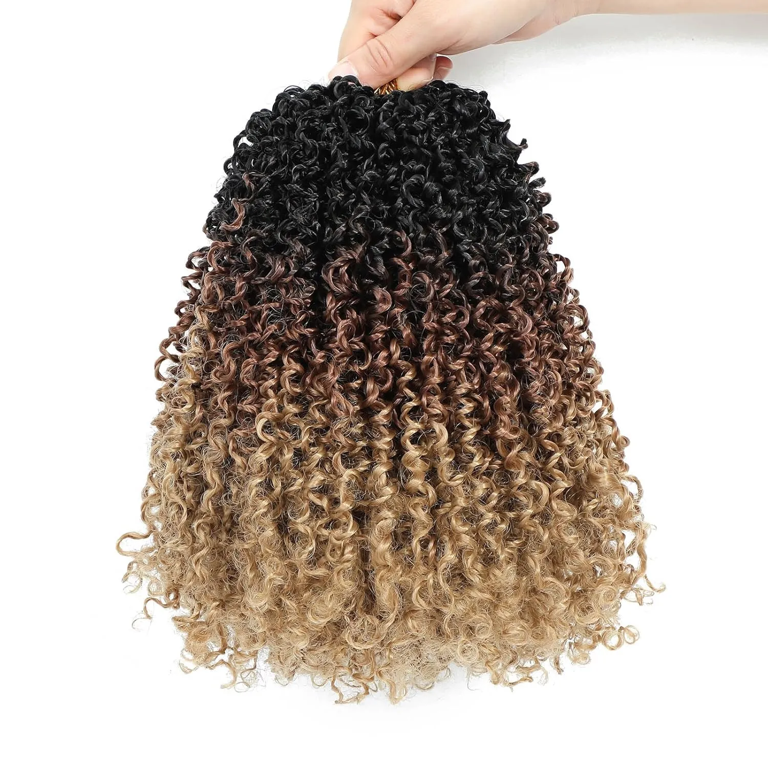 Aksice Yanky Twist Crochet Hair for Women 12 Inch 8 Packs Pre-looped Mini Twist Hair Bohemian Passion Twist Crochet Hair Boho Crochet Braids Synthetic (1B/30/27)