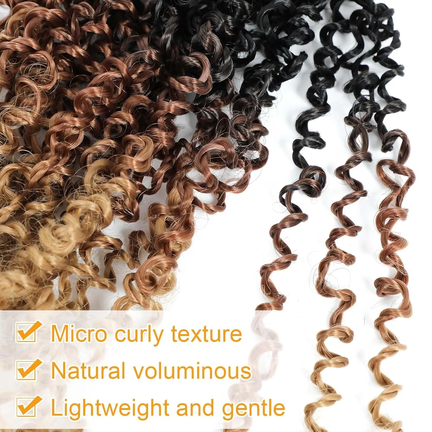 Aksice Yanky Twist Crochet Hair for Women 12 Inch 8 Packs Pre-looped Mini Twist Hair Bohemian Passion Twist Crochet Hair Boho Crochet Braids Synthetic (1B/30/27)