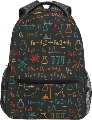 ALAZA Colorful Science Chemistry Backpacks Math Laboratory Kids Bookbag Elementary School Bag for Boys Girls Personalized Travel Daypack Rucksack