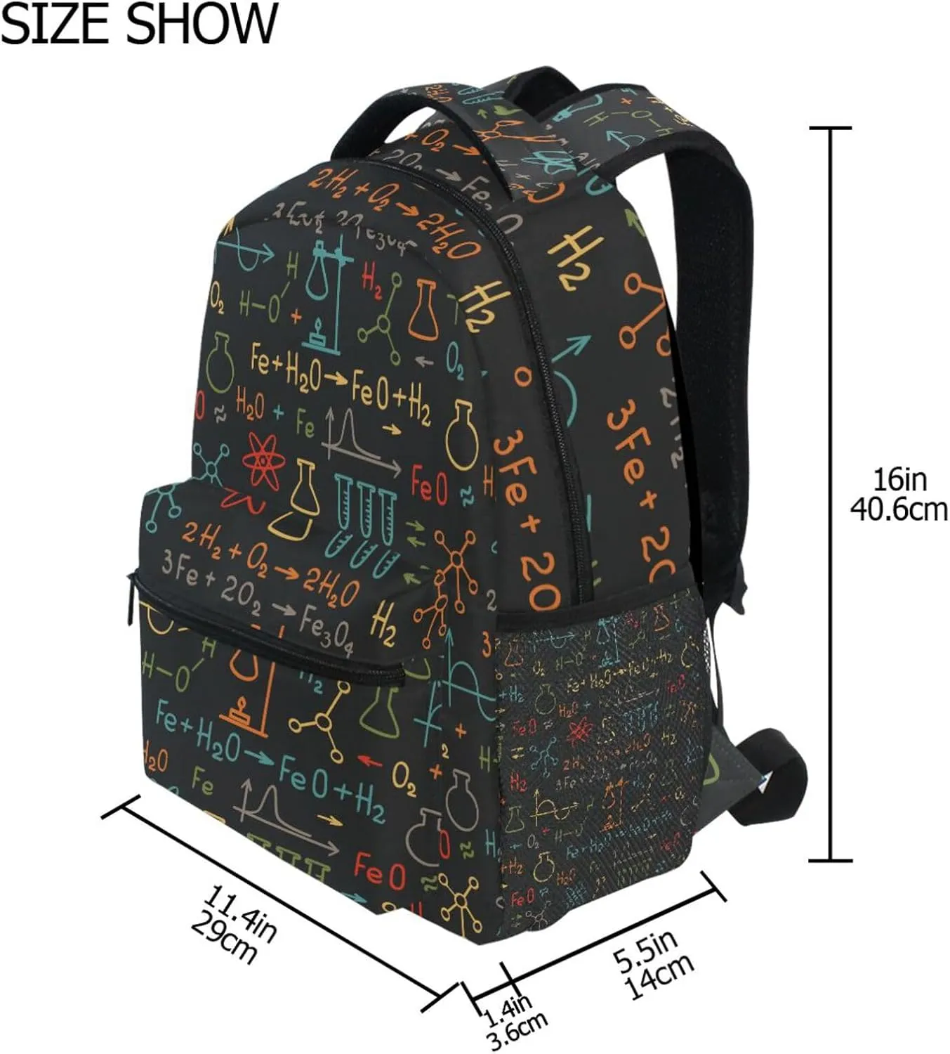 ALAZA Colorful Science Chemistry Backpacks Math Laboratory Kids Bookbag Elementary School Bag for Boys Girls Personalized Travel Daypack Rucksack