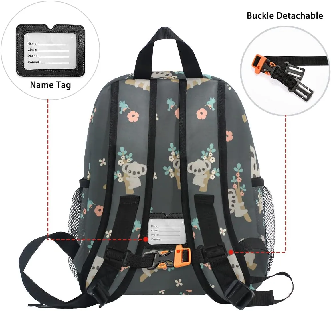ALAZA Cute Kids Back Pack Cartoon Koala Floral Todder Backpack Lightweight Preschool Kindergarten Book Bag Practical and Durable Daycare Bag for Travel,Toys