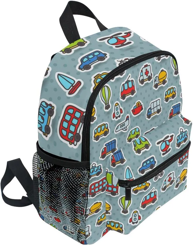 ALAZA Cute Kids Back Pack Childish Transportation Toddler Backpack Lightweight Preschool Kindergarten Book Bag Practical and Durable Daycare Bag for Travel,Toys