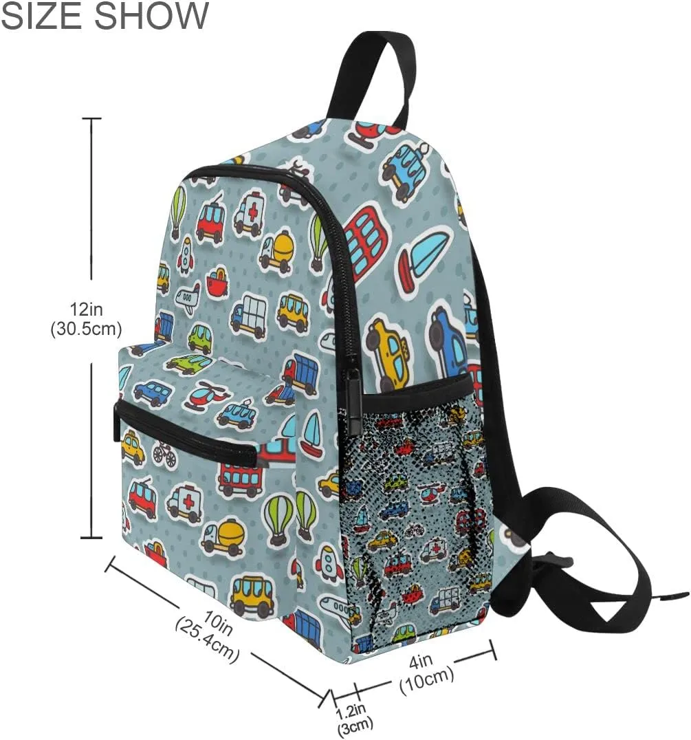 ALAZA Cute Kids Back Pack Childish Transportation Toddler Backpack Lightweight Preschool Kindergarten Book Bag Practical and Durable Daycare Bag for Travel,Toys