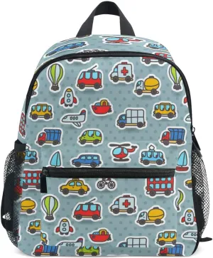 ALAZA Cute Kids Back Pack Childish Transportation Toddler Backpack Lightweight Preschool Kindergarten Book Bag Practical and Durable Daycare Bag for Travel,Toys