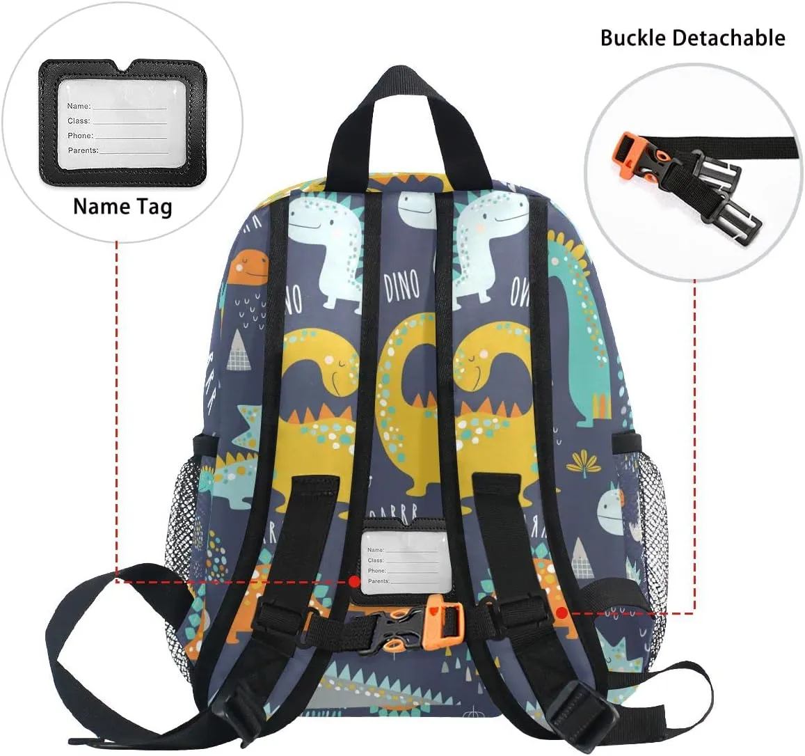 ALAZA Cute Kids Back Pack Colorful Dinosaur Pattern Todder Backpack Lightweight Preschool Kindergarten Book Bag Practical and Durable Daycare Bag for Travel,Toys