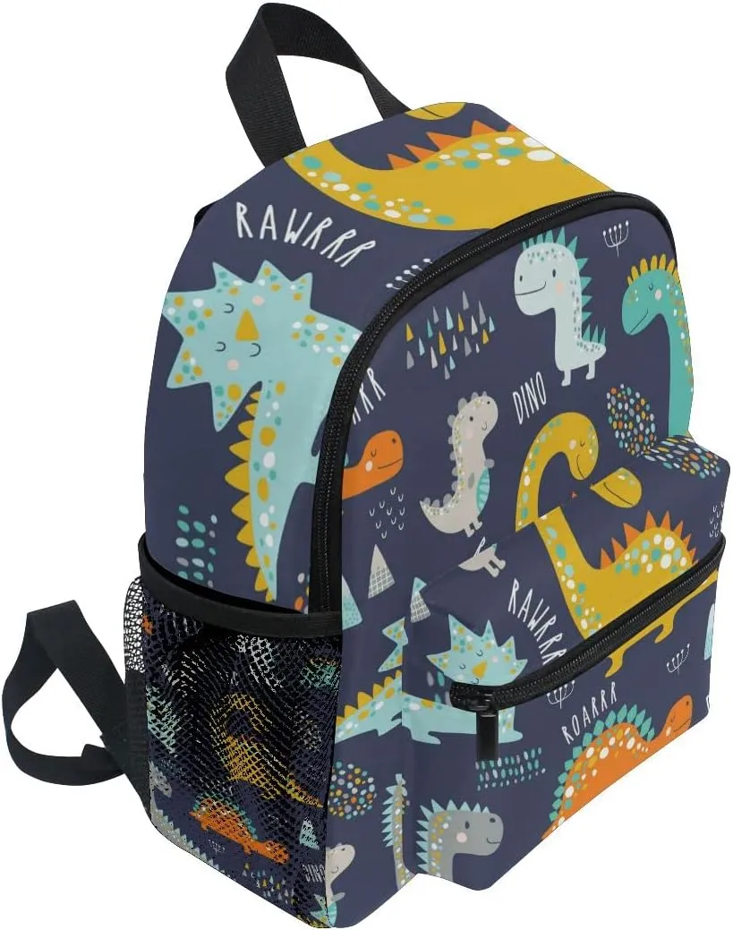 ALAZA Cute Kids Back Pack Colorful Dinosaur Pattern Todder Backpack Lightweight Preschool Kindergarten Book Bag Practical and Durable Daycare Bag for Travel,Toys