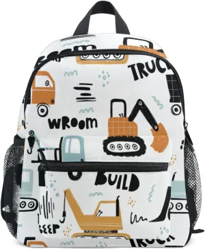 ALAZA Cute Kids Back Pack Funny Construction Transport Car Todder Backpack Lightweight Preschool Kindergarten Book Bag Practical and Durable Daycare Bag for Travel,Toys