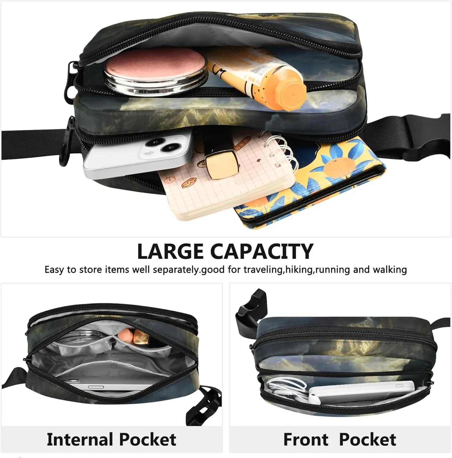 Albert Bierstadt Storm Rocky Mountains Women Fanny Packs Waterproof Belt Bag Hip Pouch Cute Crossbody Waist Purse