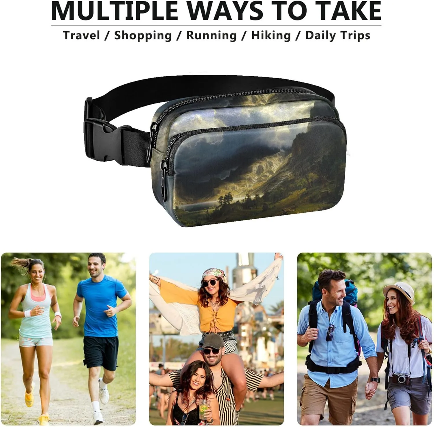 Albert Bierstadt Storm Rocky Mountains Women Fanny Packs Waterproof Belt Bag Hip Pouch Cute Crossbody Waist Purse