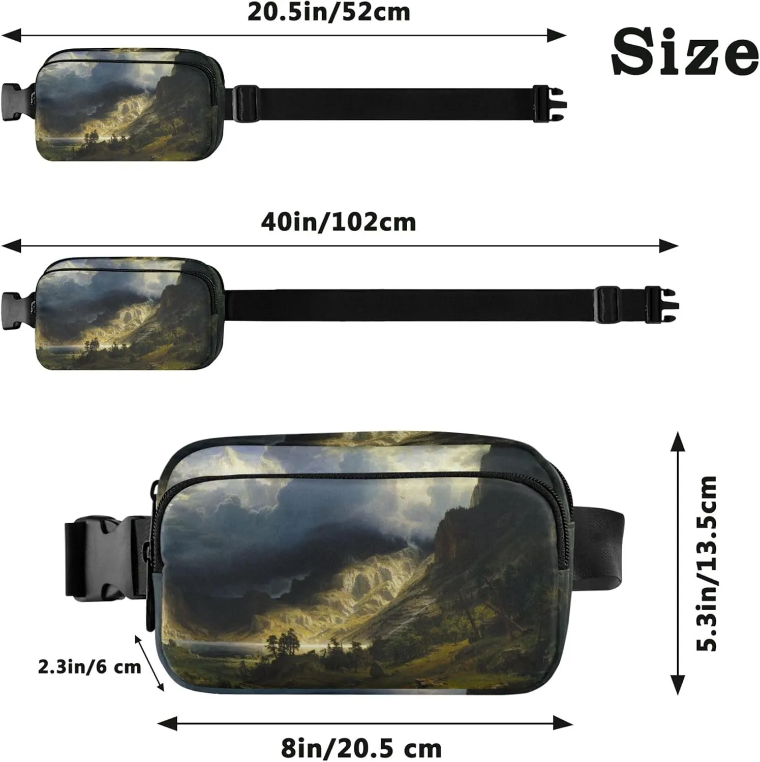 Albert Bierstadt Storm Rocky Mountains Women Fanny Packs Waterproof Belt Bag Hip Pouch Cute Crossbody Waist Purse