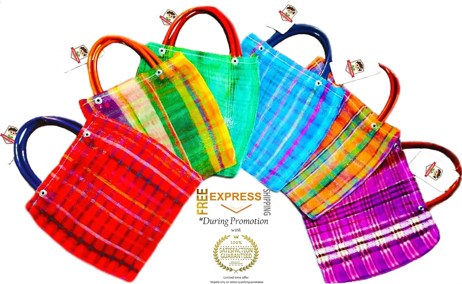 Alondra's Imports (TM Mexican Tote Favor Bags (Mexican Candy Bags, Mini Mercado Mesh Bags, Fiestas Bolsas) 10 x 7 (6 PACK)