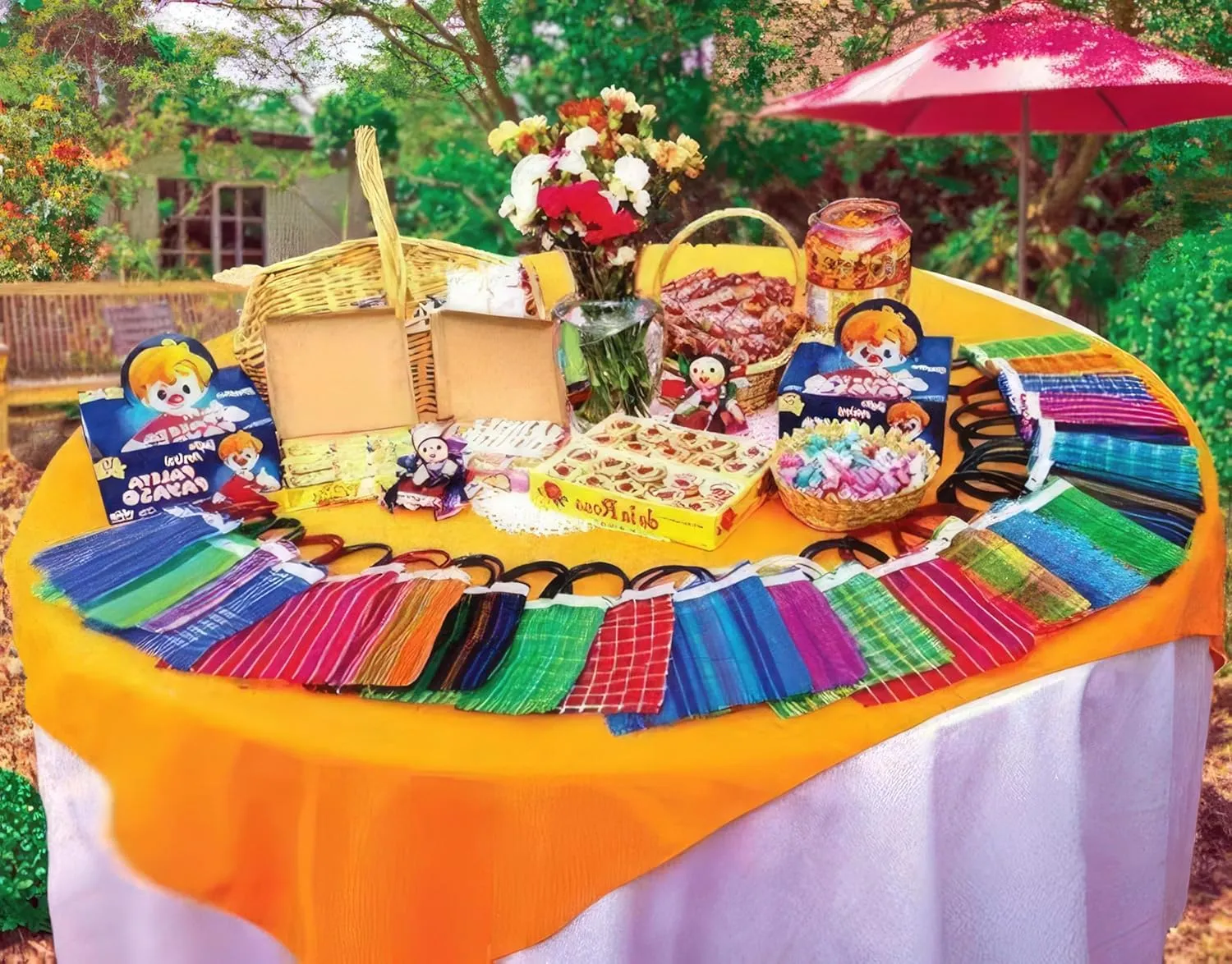 Alondra's Imports (TM Mexican Tote Favor Bags (Mexican Candy Bags, Mini Mercado Mesh Bags, Fiestas Bolsas) 10 x 7 (6 PACK)