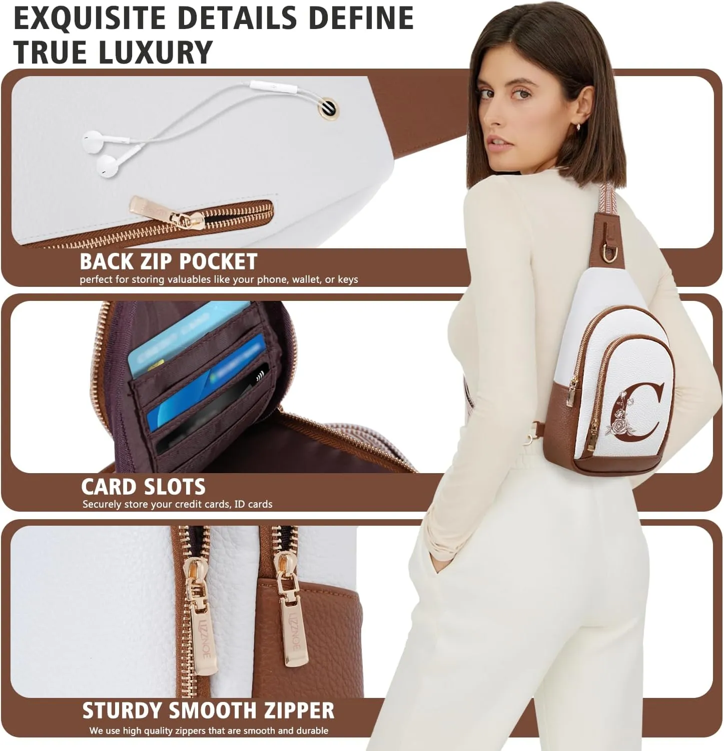 Alphabet Women Crossbody Bag Sling Shoulder Purse Fanny Pack Side Cross Body Travel Small Leather Belt Backpack Cute Stuff College Teacher Nanny Nurse Doctor Team Custom Customized Thank You Gift