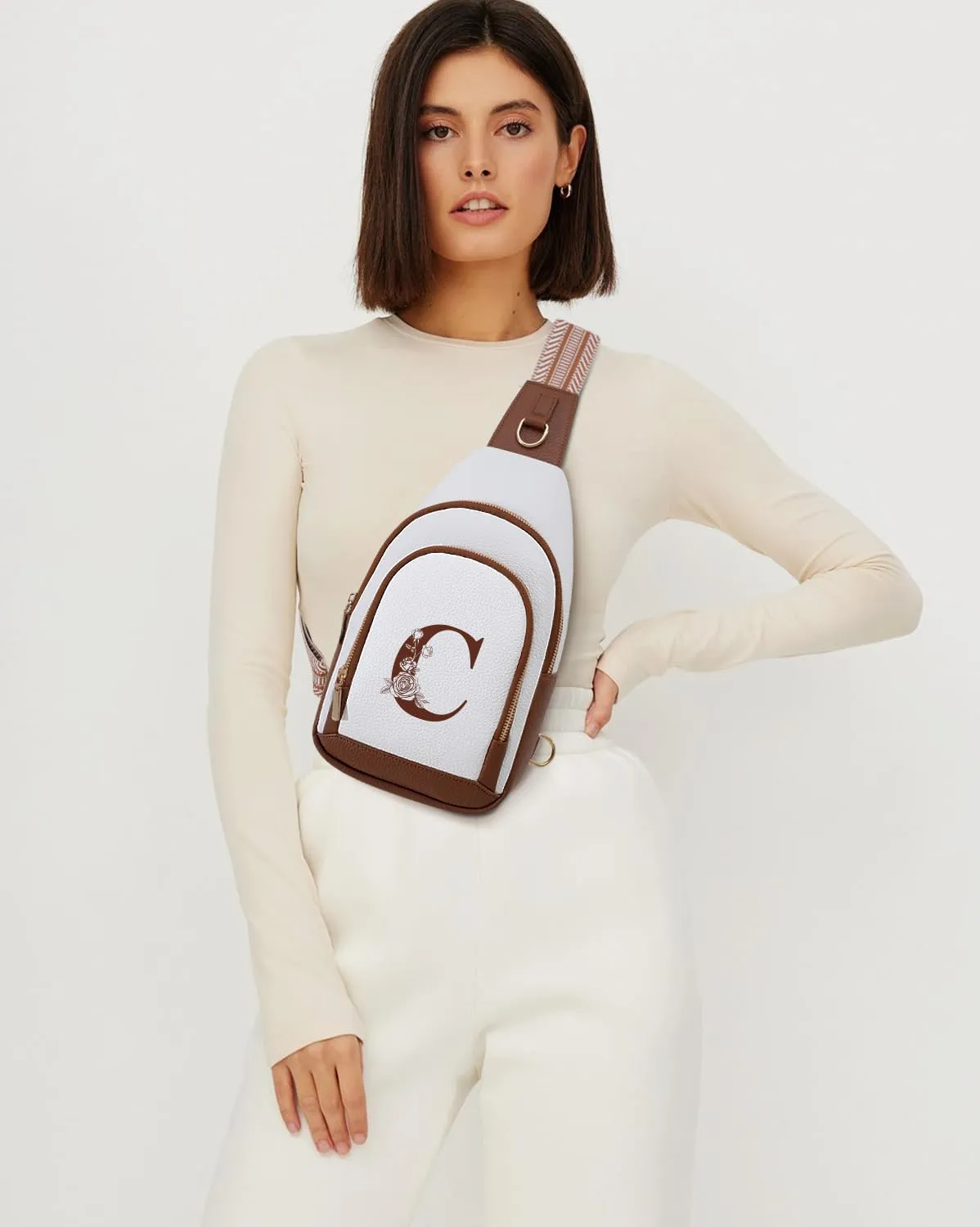 Alphabet Women Crossbody Bag Sling Shoulder Purse Fanny Pack Side Cross Body Travel Small Leather Belt Backpack Cute Stuff College Teacher Nanny Nurse Doctor Team Custom Customized Thank You Gift