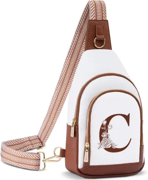 Alphabet Women Crossbody Bag Sling Shoulder Purse Fanny Pack Side Cross Body Travel Small Leather Belt Backpack Cute Stuff College Teacher Nanny Nurse Doctor Team Custom Customized Thank You Gift