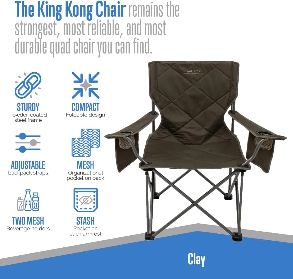 ALPS Mountaineering King Kong Camping Chairs for Adults with Mesh Cup Holders and Pockets, Built Durable and Reliable with Compact Foldable Steel Frame