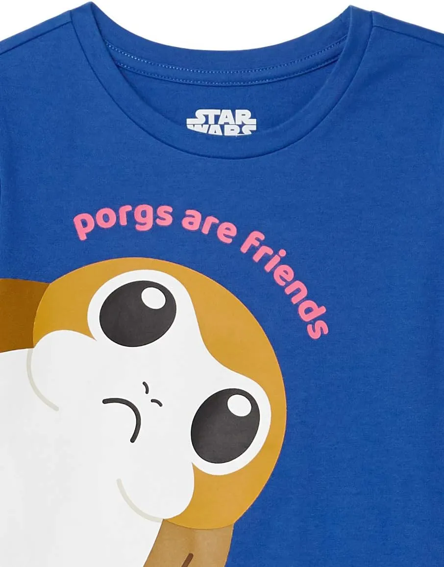 Amazon Essentials Disney | Marvel | Star Wars | Frozen | Princess Girls and Toddlers' Short-Sleeve T-Shirts, Multipacks