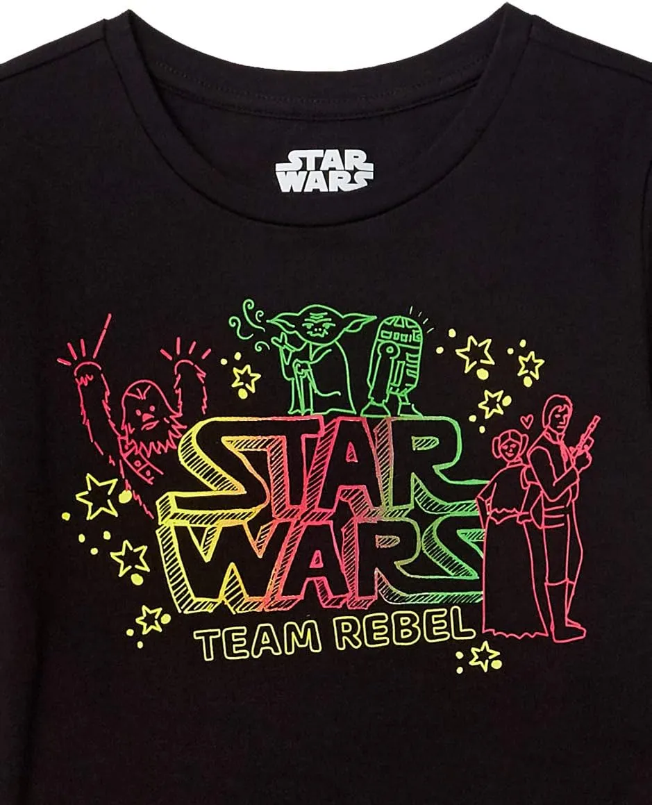 Amazon Essentials Disney | Marvel | Star Wars | Frozen | Princess Girls and Toddlers' Short-Sleeve T-Shirts, Multipacks