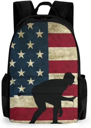 American Flag Wrestling Proud Wrestler Art Backpack Lightweight Anti-Theft Multipurpose Shoulder Bag Large Capacity Travel Hiking Backpack With Padded Straps
