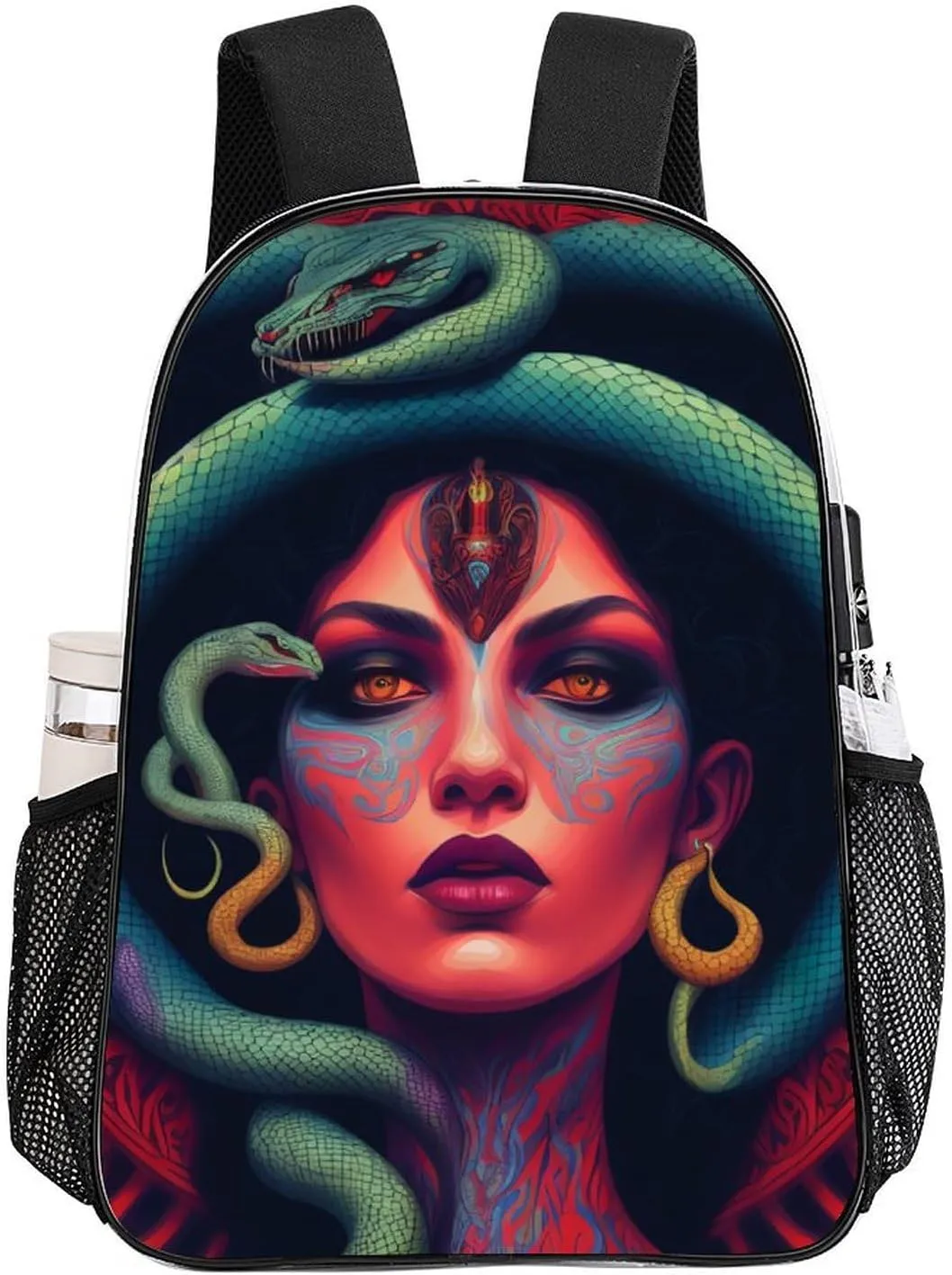 Ancient Greece Snake Queen Medusa Art Backpack Transparent Multipurpose Anti-Theft Shoulder Bag Big Capacity Gym Outdoor Hiking Backpack With Padded Straps