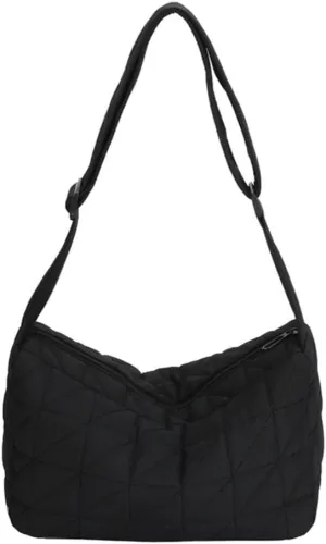 Andy's Orchids Quilted Tote Bags for Women, Quilted Padding Shoulder Bag, Down Cotton Padded Crossbody Bags, Fashion Lightweight Hobo Bag, Soft Handbag with Zipper