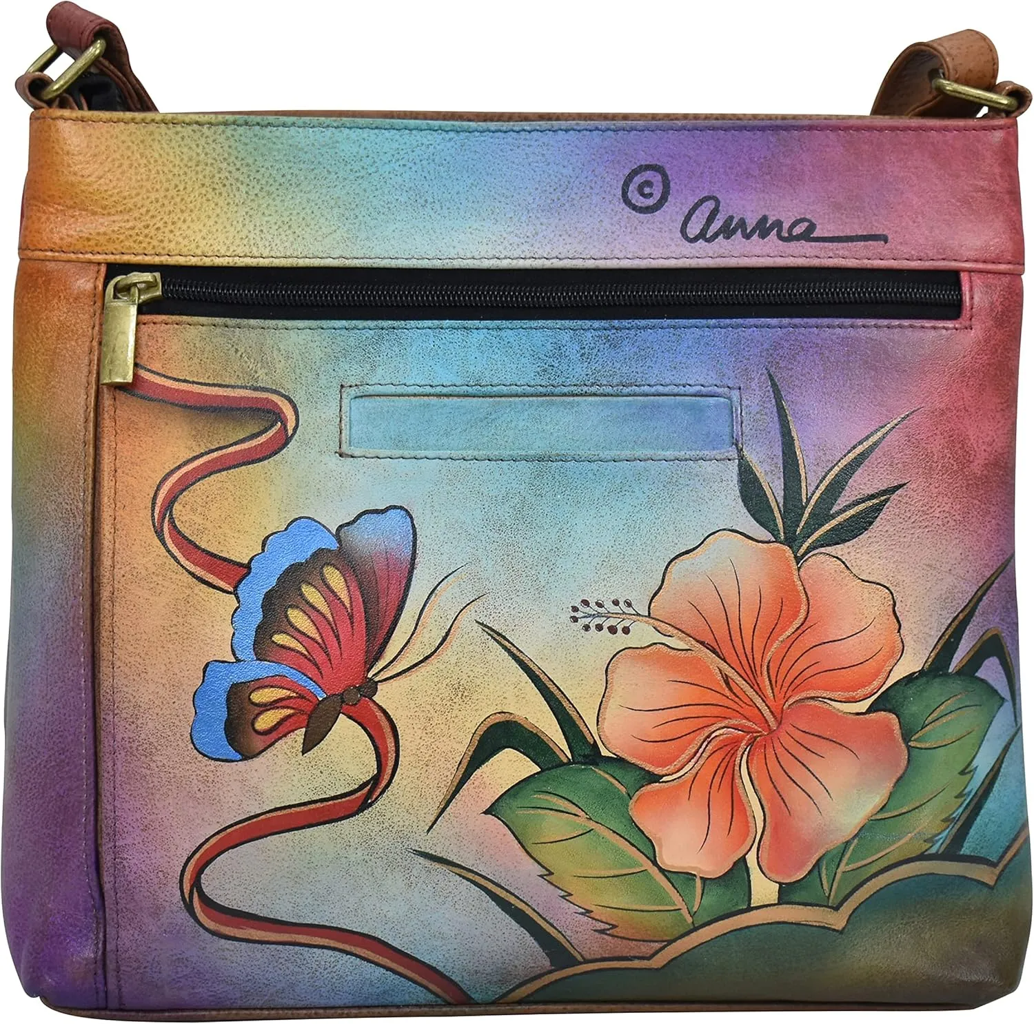 Anna by Anuschka Women's Hand-Painted Leather Organizer Crossbody