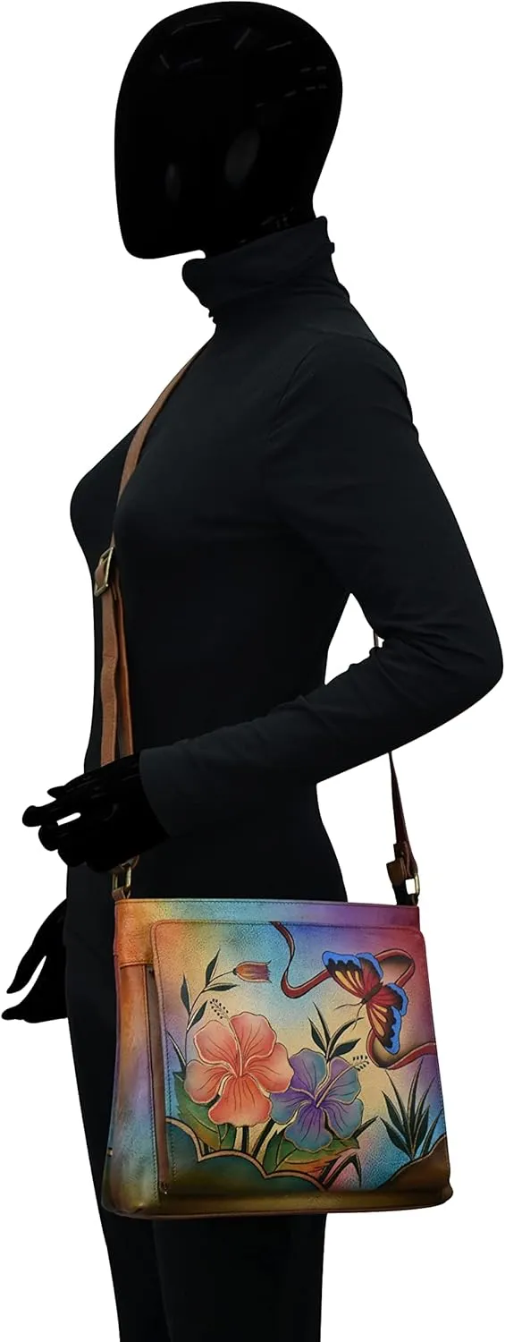 Anna by Anuschka Women's Hand-Painted Leather Organizer Crossbody