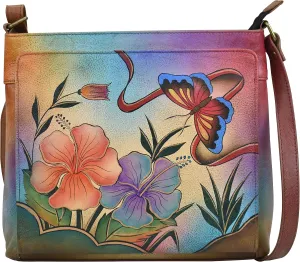 Anna by Anuschka Women's Hand-Painted Leather Organizer Crossbody