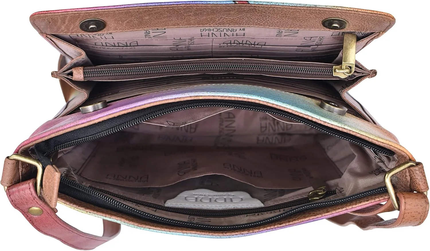 Anna by Anuschka Women's Hand-Painted Leather Organizer Crossbody