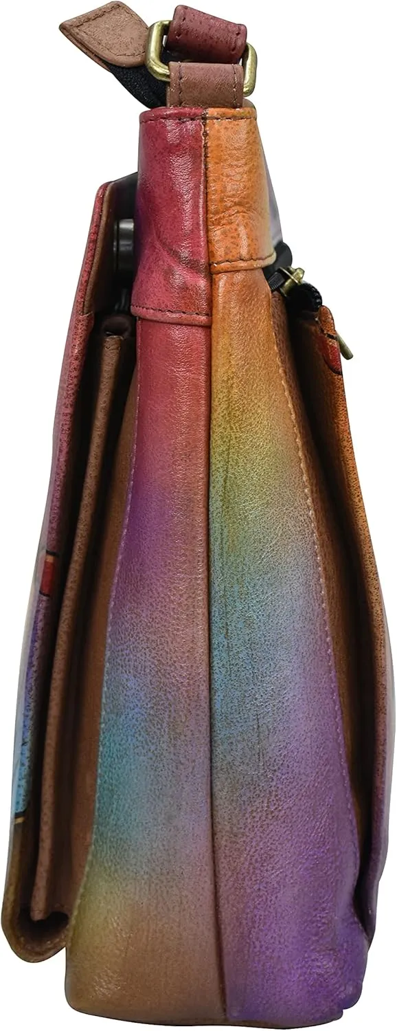 Anna by Anuschka Women's Hand-Painted Leather Organizer Crossbody