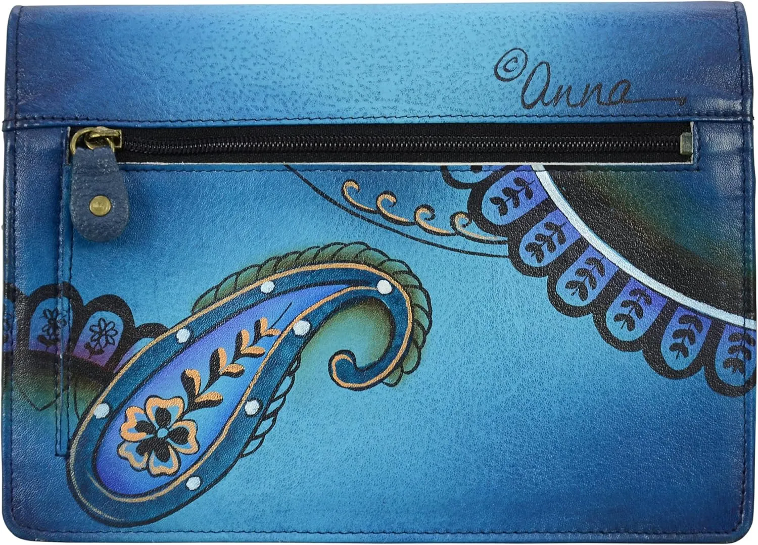 Anna by Anuschka Women's Handpainted Leather Two Fold Wallet on a String