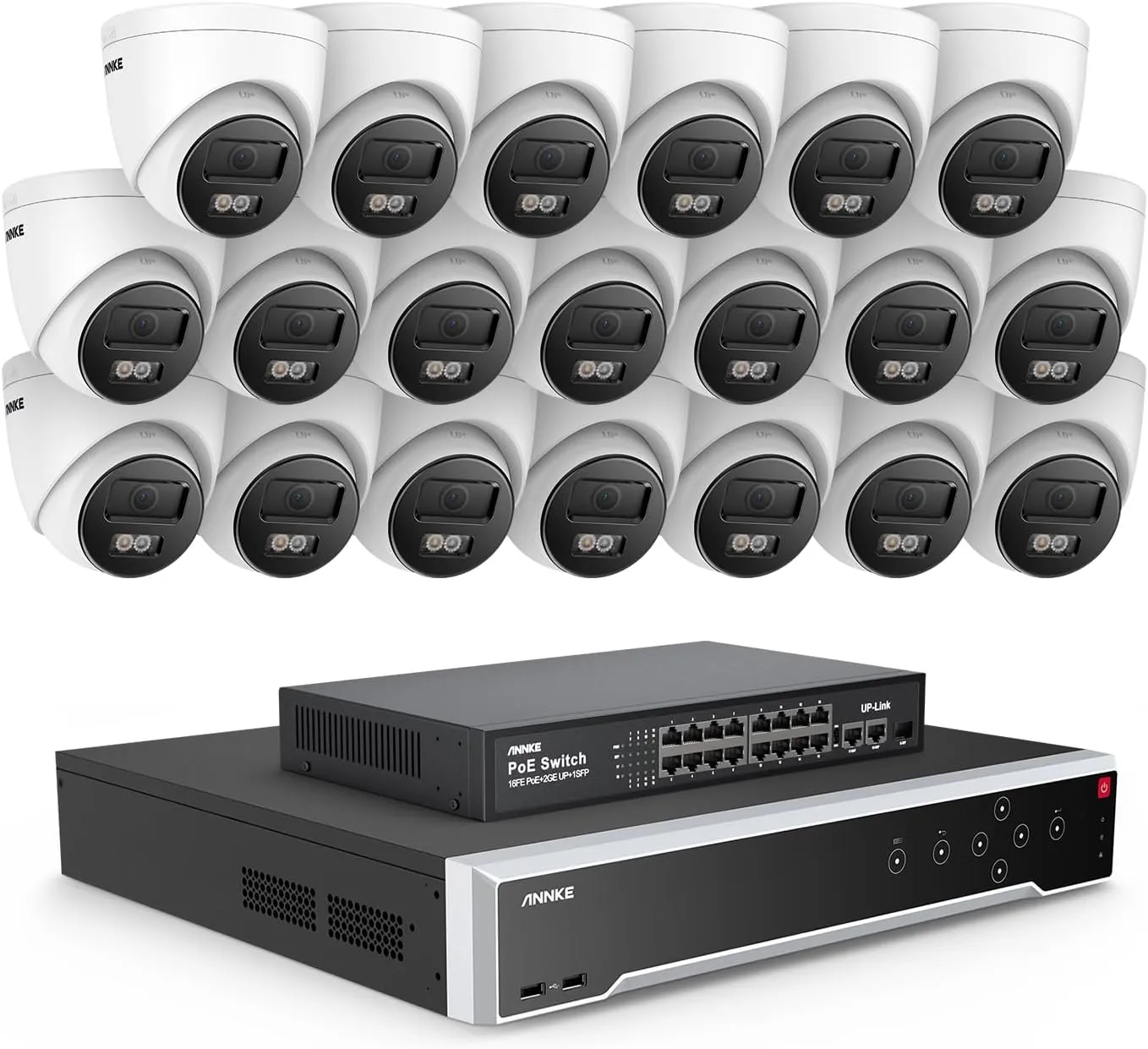 ANNKE 32 Channel 12MP NVR PoE Security Camera System with NO Hard Drive, AI Human Detection, 20Pcs 4K/8MP Surveillance IP Cameras, 100ft EXIR, 2.8mm Wide Anlge, 24/7 Recording for Home and Business