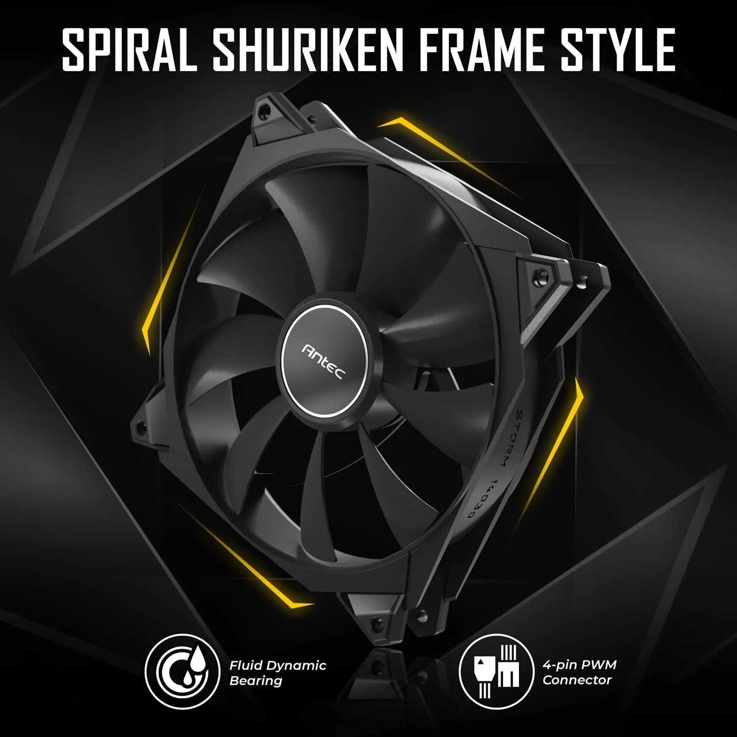 Antec 30mm Thickness Fans, 140mm x 30mm Case Fans, PWM Fans, 1500RPM, 95.44CFM, 1.94mmH₂O, 4 Pin PWM Connector, 140mm Fan, Storm T3 Series 3 Packs