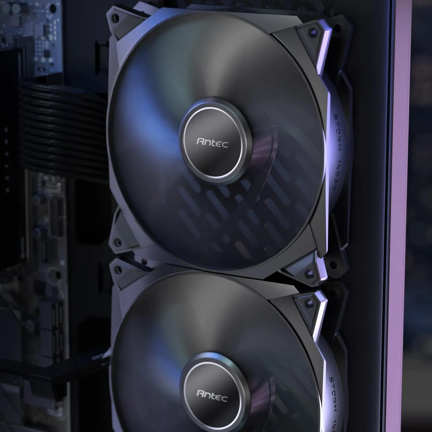 Antec 30mm Thickness Fans, 140mm x 30mm Case Fans, PWM Fans, 1500RPM, 95.44CFM, 1.94mmH₂O, 4 Pin PWM Connector, 140mm Fan, Storm T3 Series 3 Packs