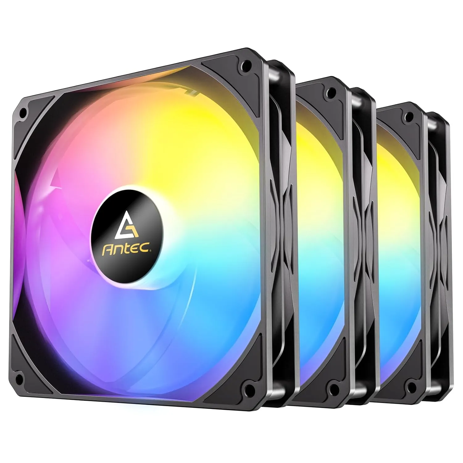 Antec PWM PC Fans, 4 Pin PWM, 3 Pin Addressable RGB fans, 140mm Fan, 73.61CFM Case Fans, Computer Fans with 1350 RPM, Performance Series, 3 Packs