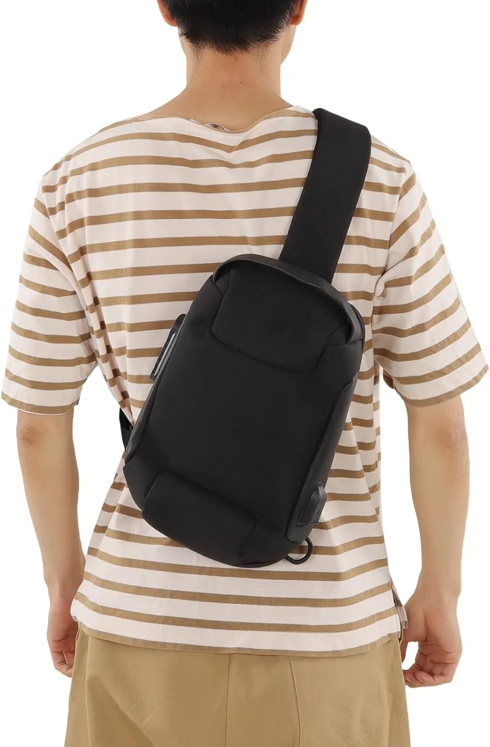 Anti Theft Sling Bag, Crossbody Bag for Men Chest Bag Fanny Pack with Combination Lock, Shoulder Chest Bag with Multifunctional Pockets, Headphone Hole for Outdoor Sports