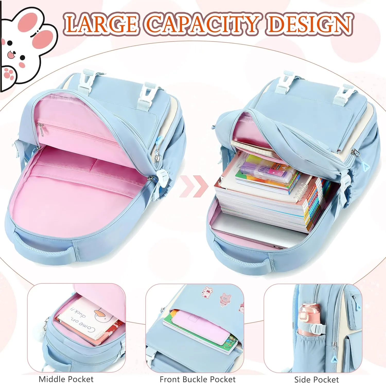 AO ALI VICTORY Backpack for Women Girls Set with Pencil Case 15.6 Inch Laptop School Bag Kids Elementary College Backpacks