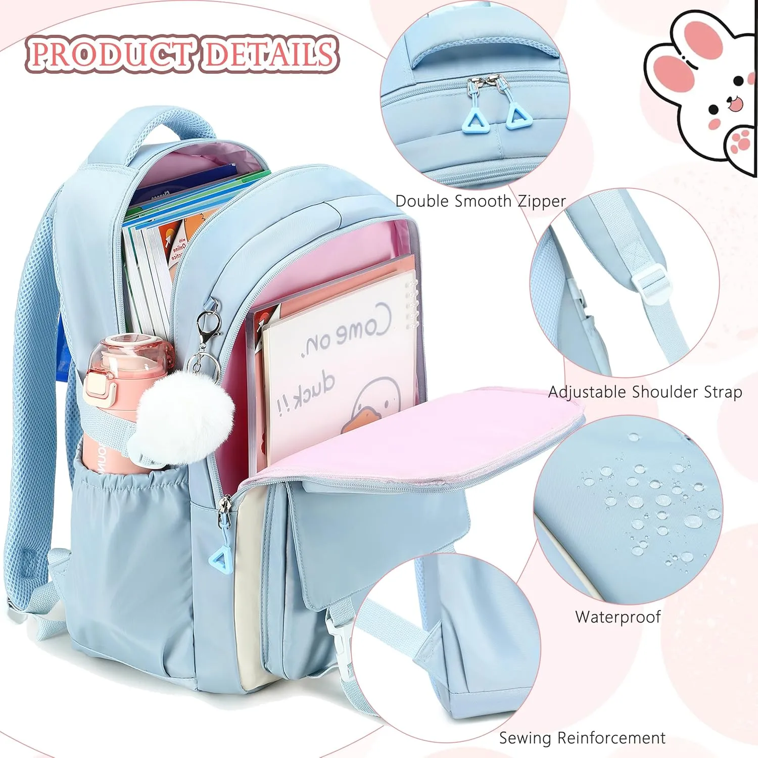 AO ALI VICTORY Backpack for Women Girls Set with Pencil Case 15.6 Inch Laptop School Bag Kids Elementary College Backpacks