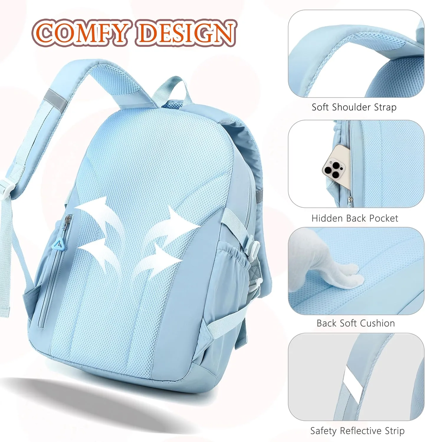 AO ALI VICTORY Backpack for Women Girls Set with Pencil Case 15.6 Inch Laptop School Bag Kids Elementary College Backpacks