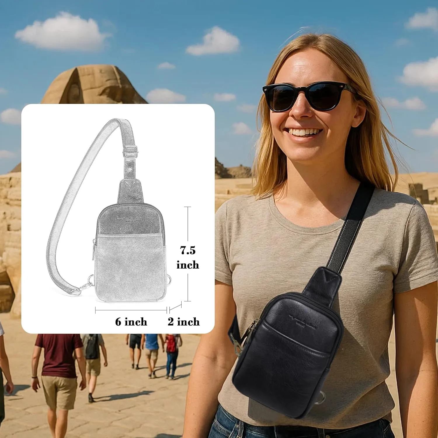 AOCINA INICAT Small Sling Bag Crossbody Vegan Leather Fanny Packs for Women Fashionable Chest Bag for Travel