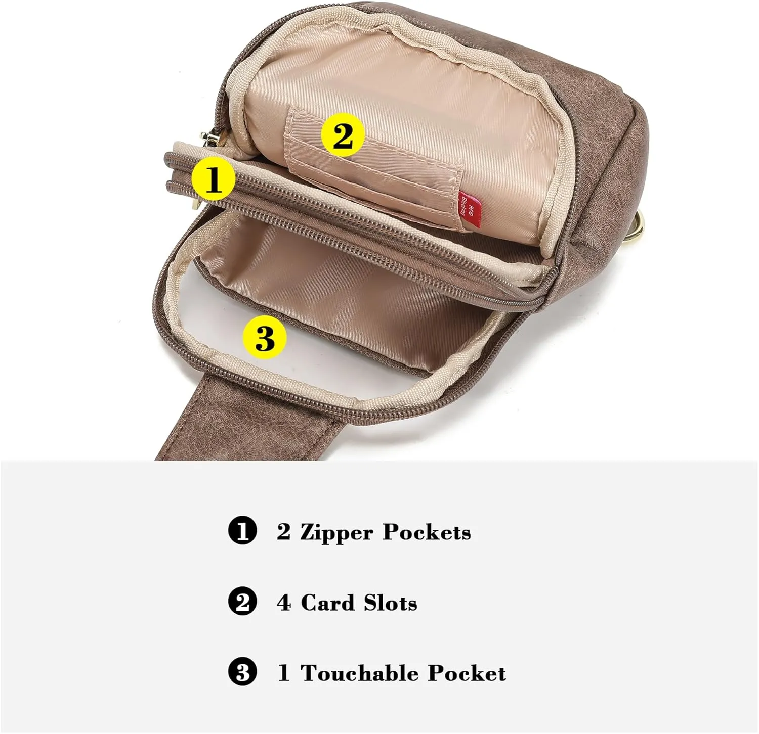 AOCINA INICAT Small Sling Bag Crossbody Vegan Leather Fanny Packs for Women Fashionable Chest Bag for Travel