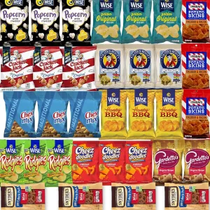 Assorted Chips Variety Pack - Potato Chips, Pretzels, Popcorn, And Healthy Snacks - 50 Count by Bussin Boxes