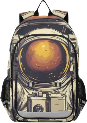 Astronaut Soda Funny Backpack for Women Men Travel Laptop Daypack Shoulder Bag Book Bag Daypack with Reflective Strip 12.9” × 17.7”