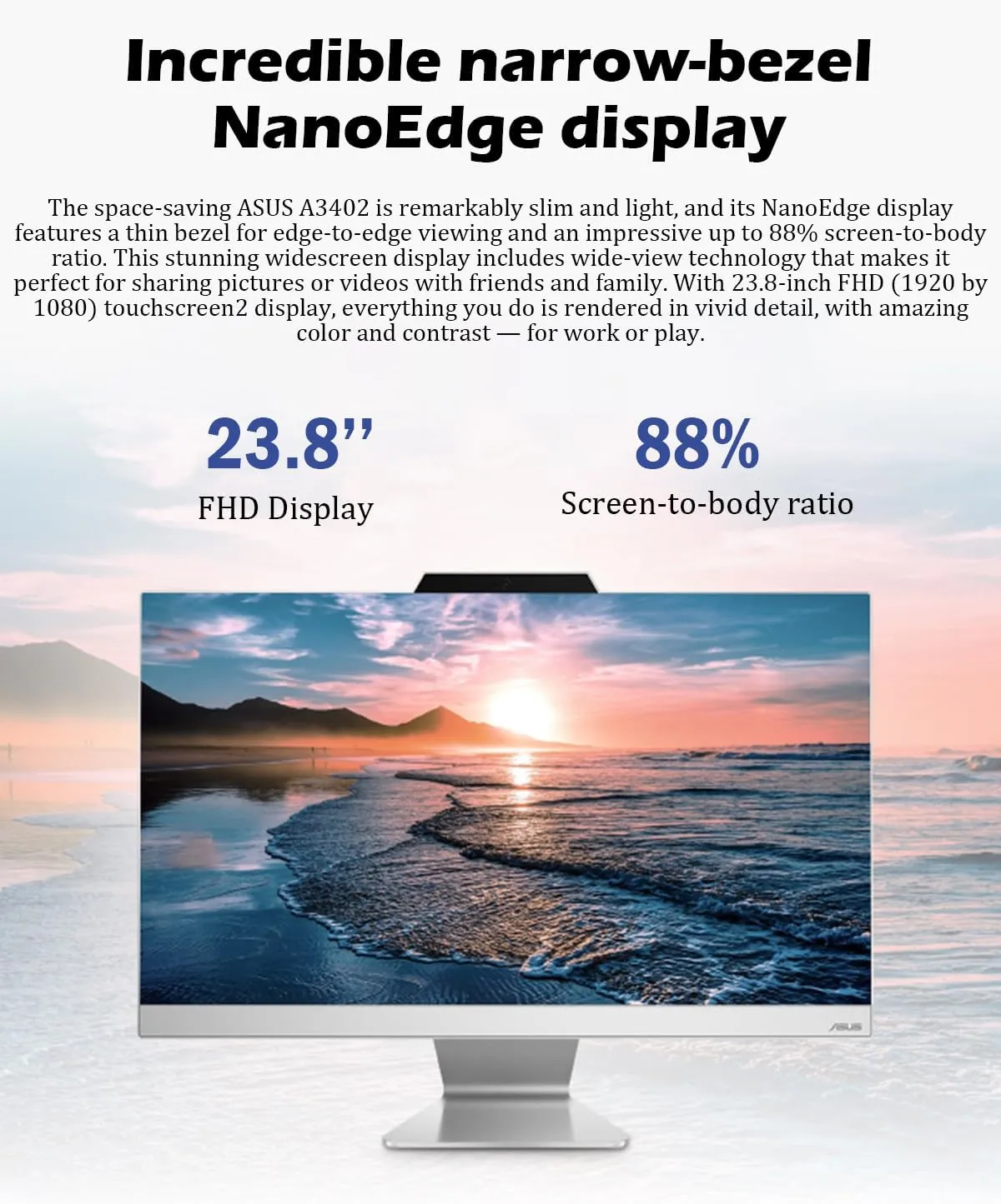 ASUS All-in-One Computer with 23.8'' FHD Touchscreen, Windows 11 Pro, Lifetime Office License, Core i5-1235U(up to 4.4 GHz), AI Noise-Canceling Technology, Wi-Fi 6, 720p Camera (64GB RAM, 2TB SSD)