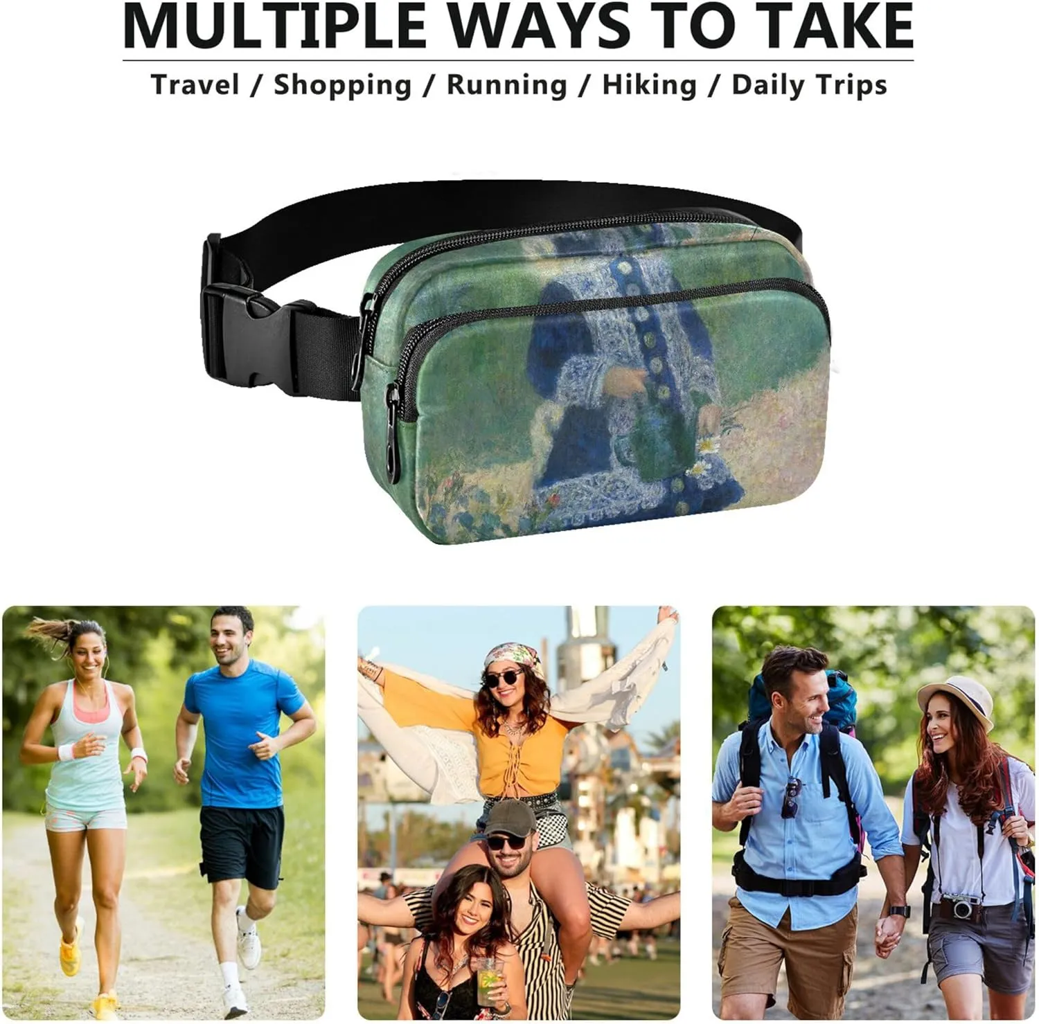 Auguste Renoir Print Floral Fanny Packs for Women Bright Colored Hip Pouch Belt Bag Waterproof Crossbody Waist Purse